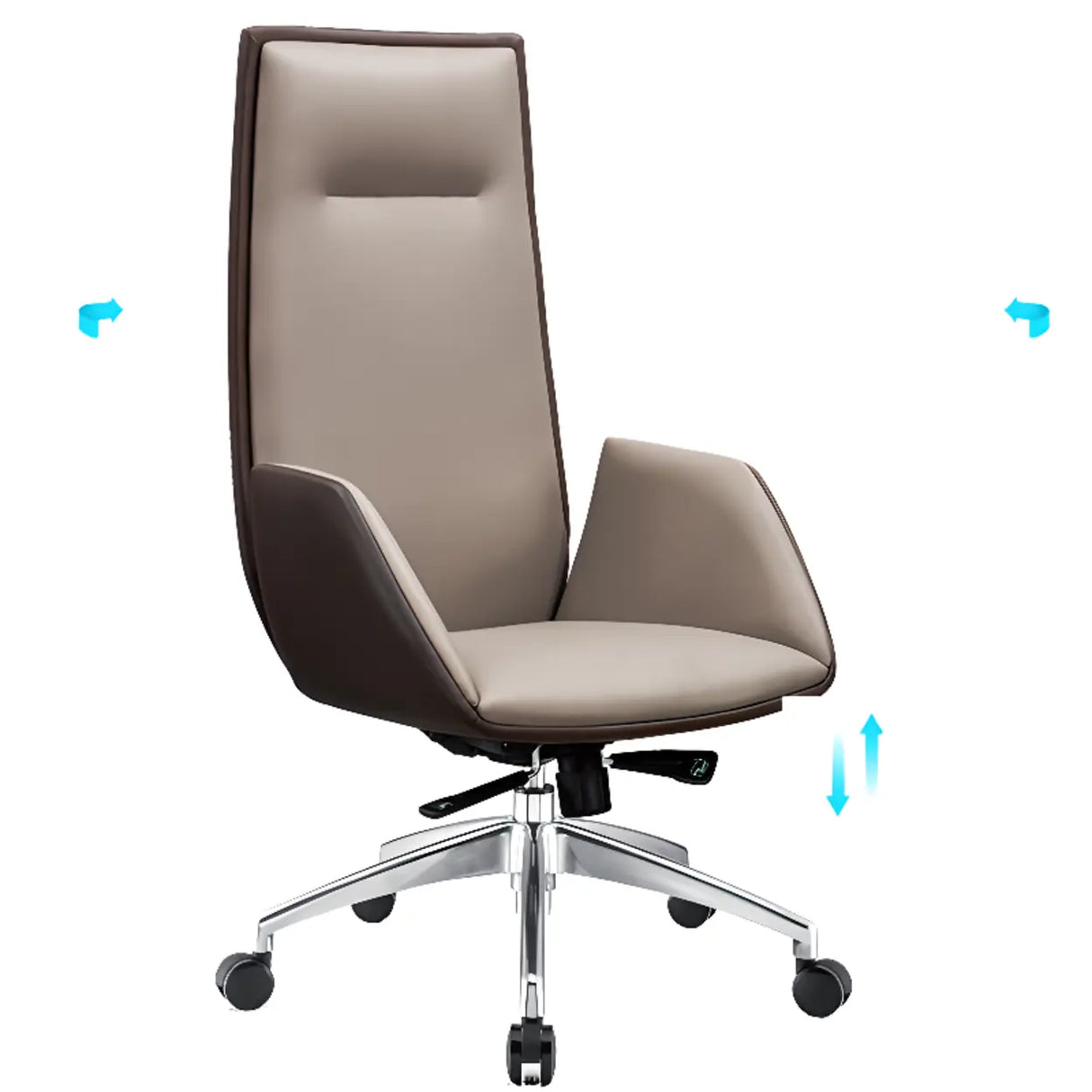 Tilt Ivory Swivel Adjustable Aluminum Leather Office Chair Image - 6