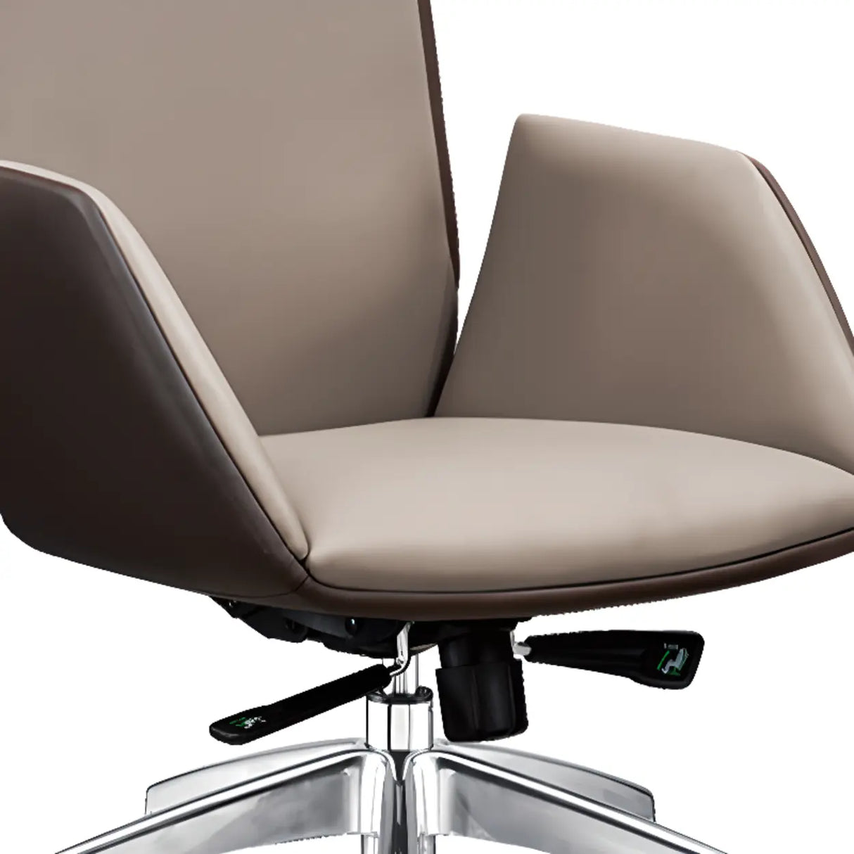Tilt Ivory Swivel Adjustable Aluminum Leather Office Chair Image - 8