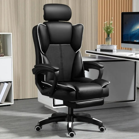Tilt Lumbar Support Swivel Leather Adjustable Office Chair Image - 2