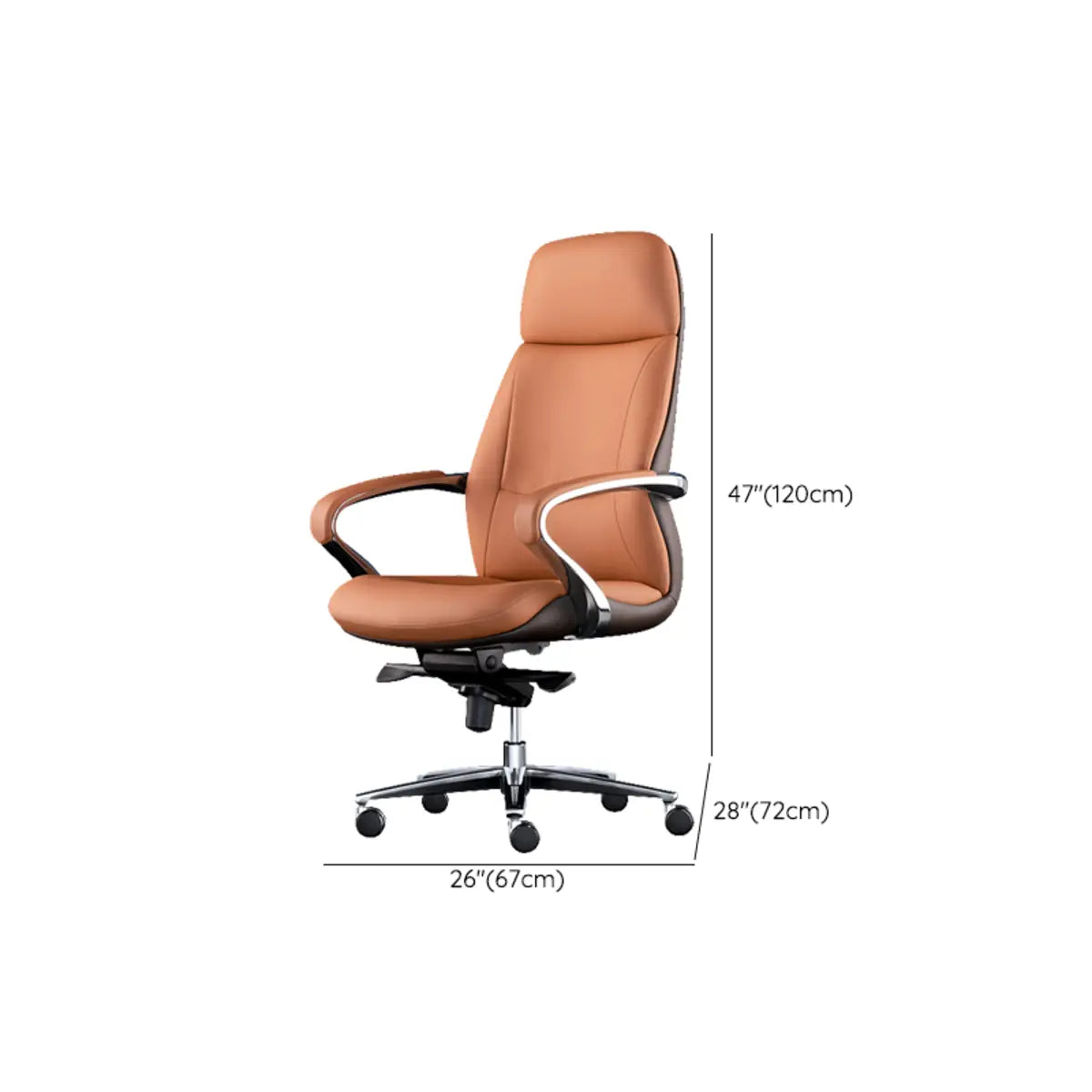 Tilt Mechanism Brown Executive Leather Swivel Office Chair 