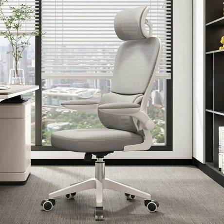 Tilt Mechanism Ergonomic Grey Adjustable Lumbar Office Chair Image - 1