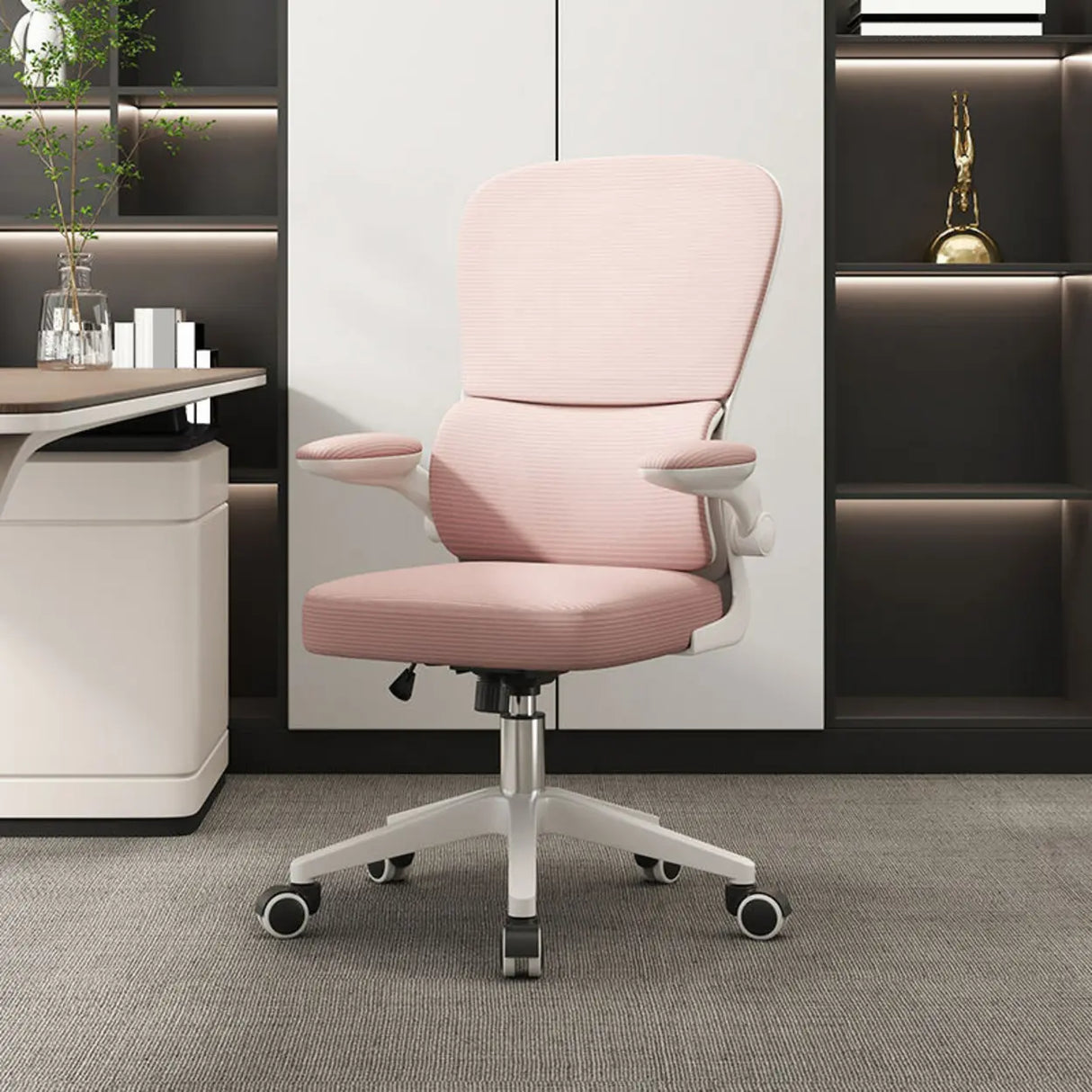 Tilt Mechanism Ergonomic Grey Adjustable Lumbar Office Chair Image - 17