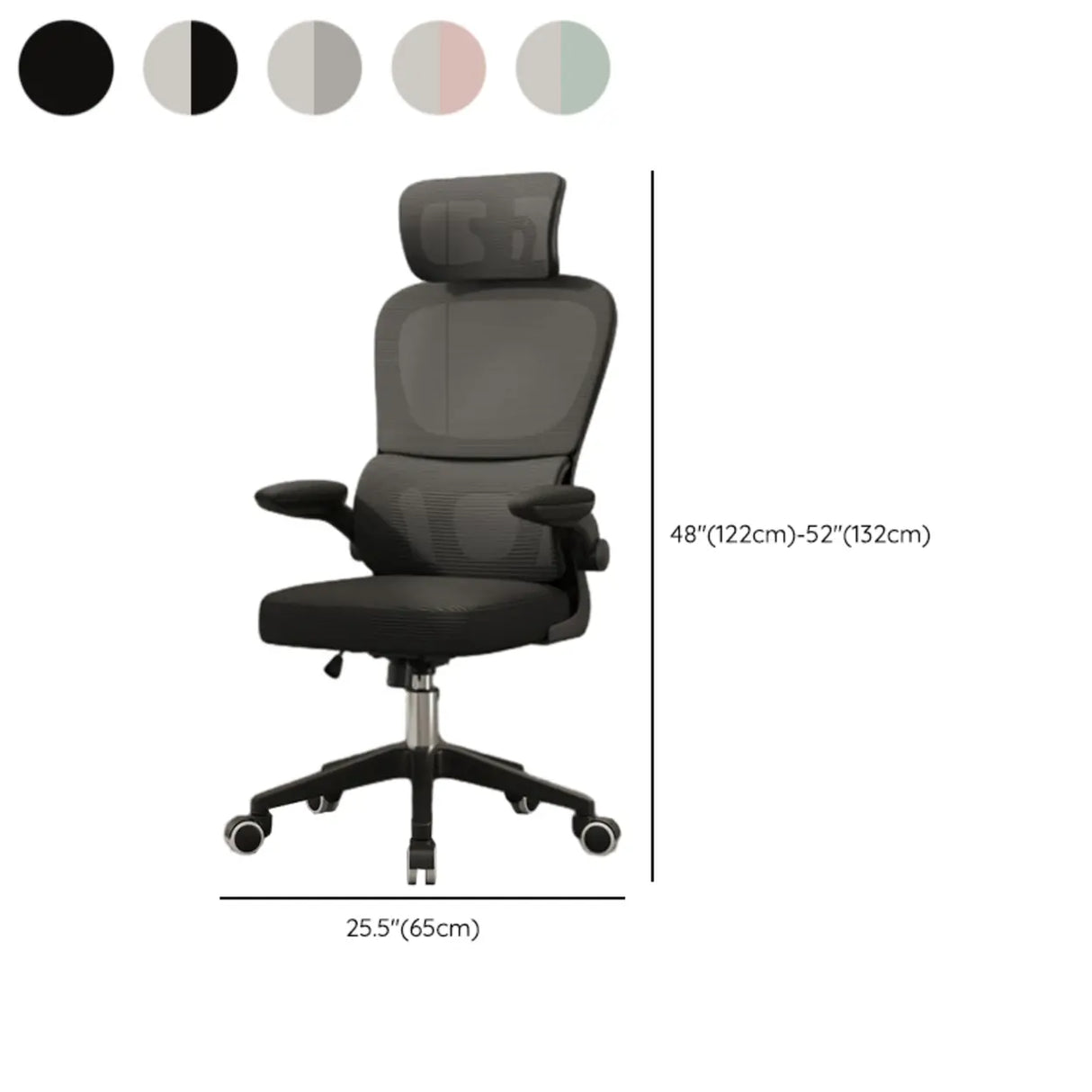 Tilt Mechanism Ergonomic Grey Adjustable Lumbar Office Chair 