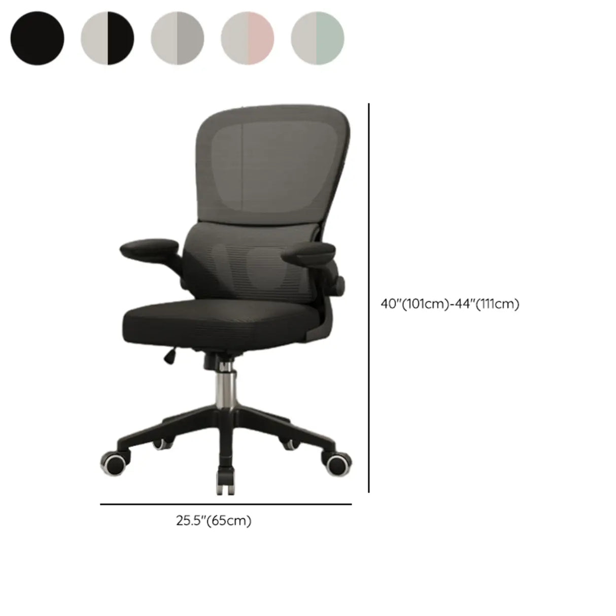Tilt Mechanism Ergonomic Grey Adjustable Lumbar Office Chair Image - 20
