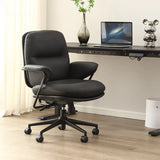 Tilt Mechanism Fixed Arms Swivel Nylon Leather Office Chair Image - 1
