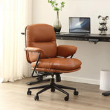 Tilt Mechanism Fixed Arms Swivel Nylon Leather Office Chair Image - 10
