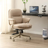Tilt Mechanism Fixed Arms Swivel Nylon Leather Office Chair Image - 11