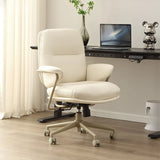 Tilt Mechanism Fixed Arms Swivel Nylon Leather Office Chair Image - 4