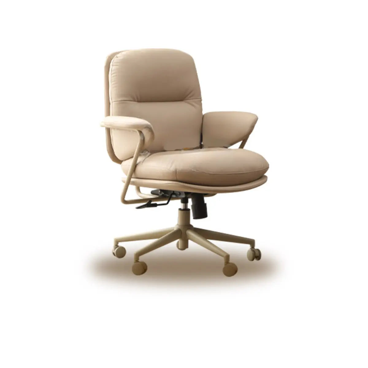 Tilt Mechanism Fixed Arms Swivel Nylon Leather Office Chair Image - 5