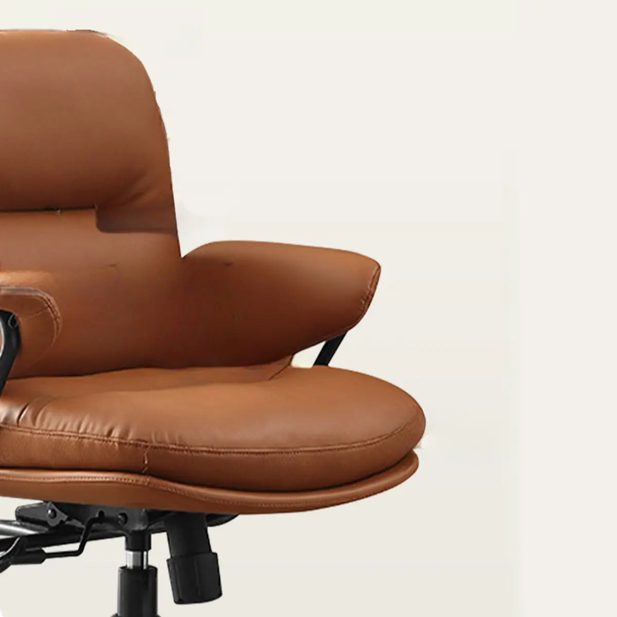 Tilt Mechanism Fixed Arms Swivel Nylon Leather Office Chair Image - 8