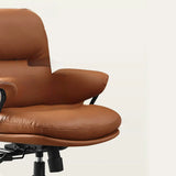 Tilt Mechanism Fixed Arms Swivel Nylon Leather Office Chair Image - 8