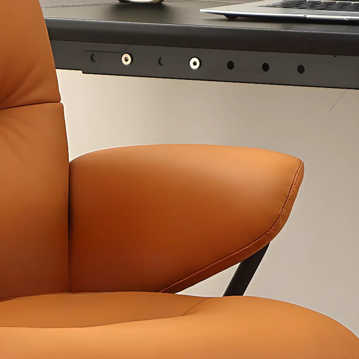 Tilt Mechanism Fixed Arms Swivel Nylon Leather Office Chair Image - 9