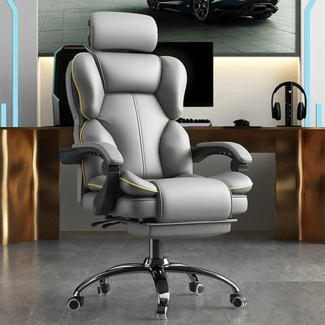 Tilt Mechanism Steel Frame Swivel Leather Task Office Chair Image - 1