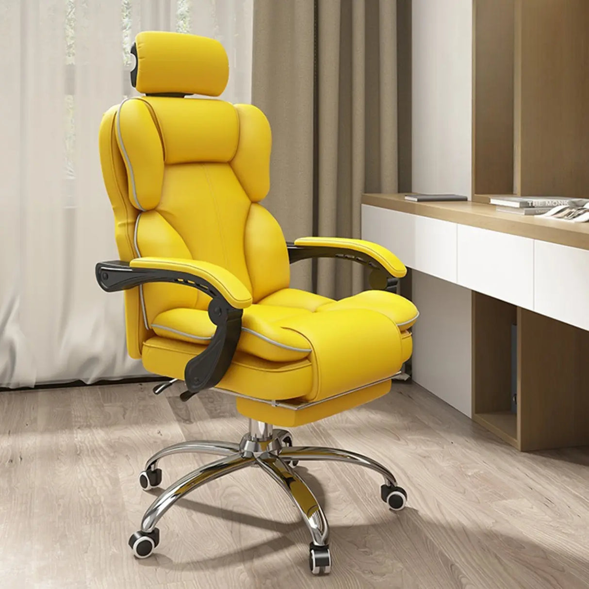 Tilt Mechanism Steel Frame Swivel Leather Task Office Chair Image - 10