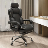 Tilt Mechanism Steel Frame Swivel Leather Task Office Chair Image - 2