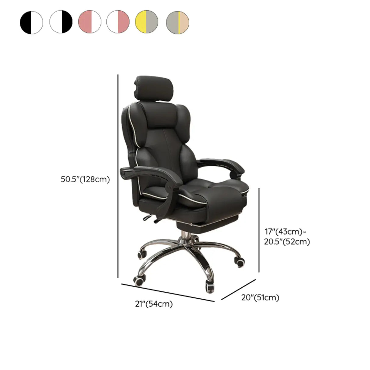 Tilt Mechanism Steel Frame Swivel Leather Task Office Chair 
