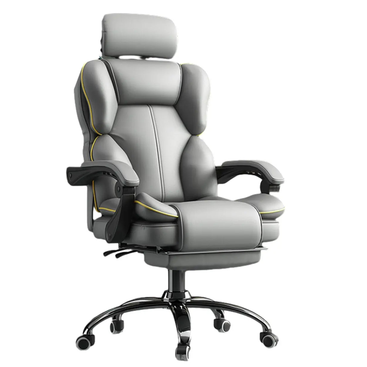 Tilt Mechanism Steel Frame Swivel Leather Task Office Chair Image - 9