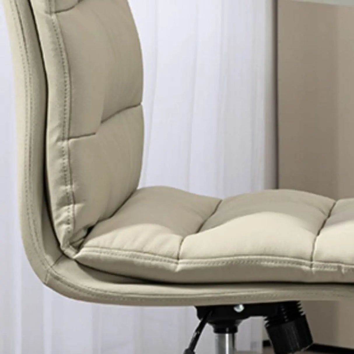 Tilt Mechanism Swivel Leather Conference Beige Office Chair Image - 11