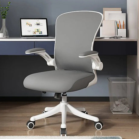 Tilt Mechanism Swivel Lumbar Support White Mesh Office Chair Image - 2