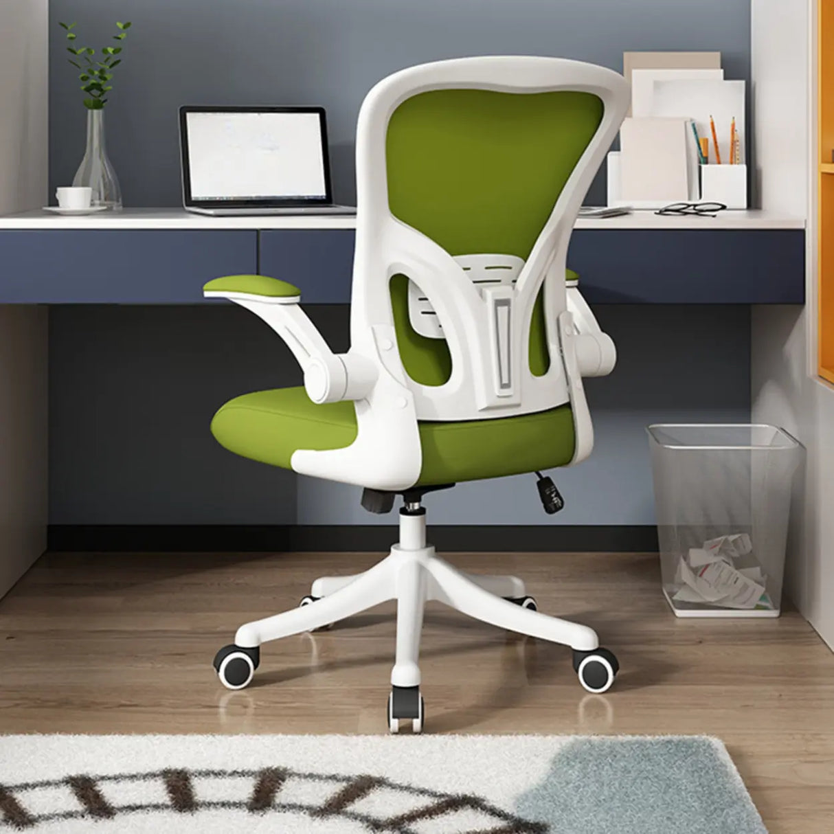 Tilt Mechanism Swivel Lumbar Support White Mesh Office Chair Image - 5