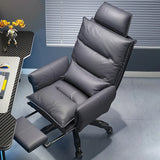 Tilt Swivel Ergonomic Recliner Gray Leather Office Chair Image - 1