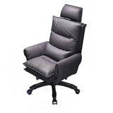 Tilt Swivel Ergonomic Recliner Gray Leather Office Chair Image - 10