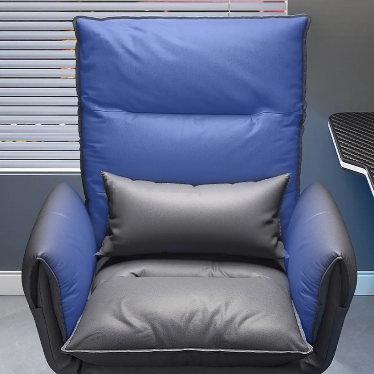 Tilt Swivel Ergonomic Recliner Gray Leather Office Chair Image - 14