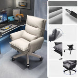 Tilt Swivel Ergonomic Recliner Gray Leather Office Chair Image - 17