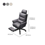 Tilt Swivel Ergonomic Recliner Gray Leather Office Chair Image - 20