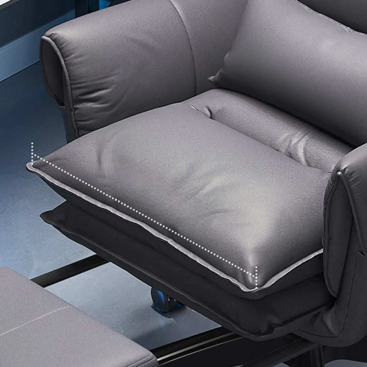 Tilt Swivel Ergonomic Recliner Gray Leather Office Chair Image - 4