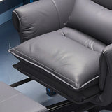Tilt Swivel Ergonomic Recliner Gray Leather Office Chair Image - 4