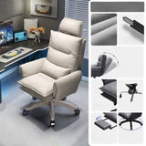 Tilt Swivel Ergonomic Recliner Gray Leather Office Chair Image - 6