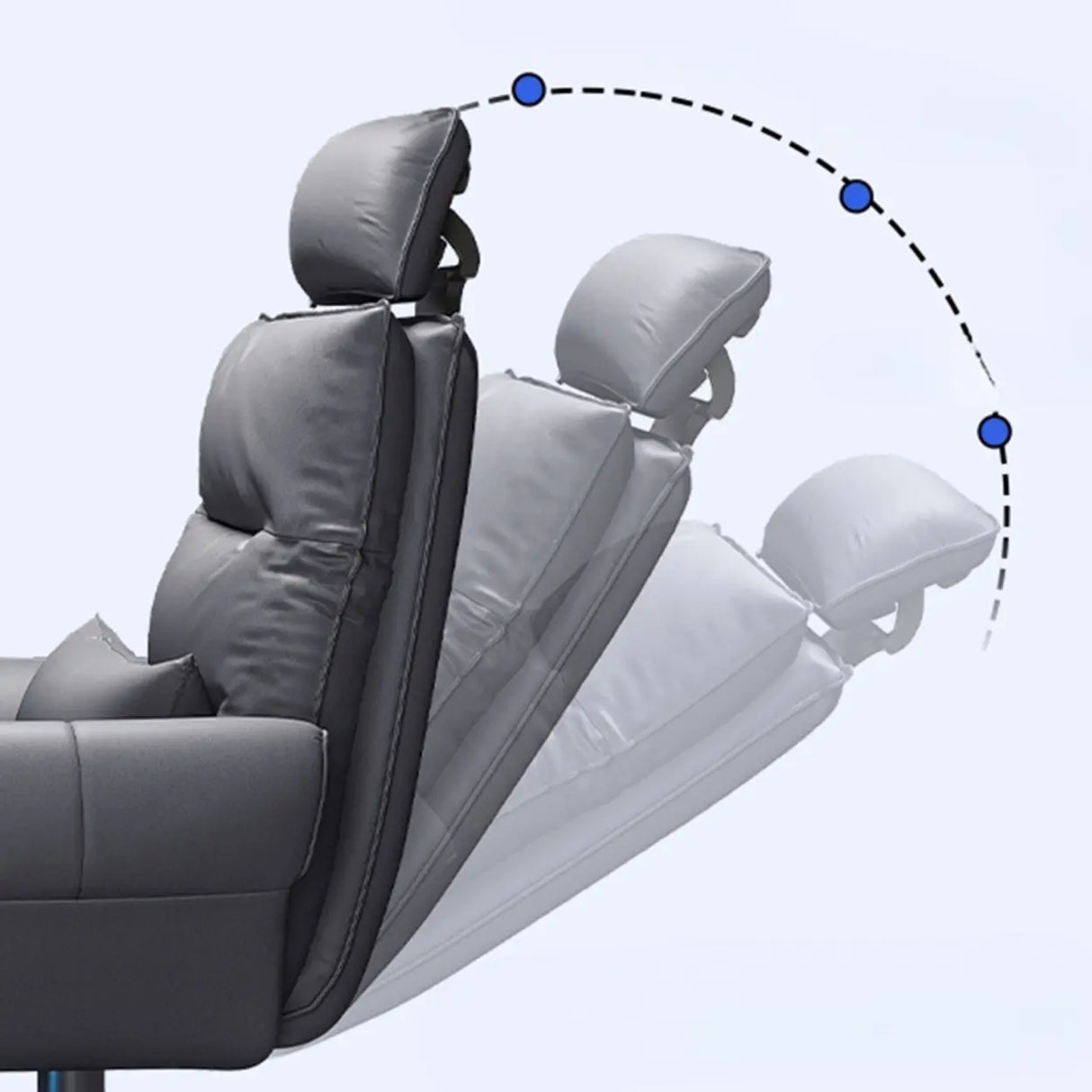 Tilt Swivel Ergonomic Recliner Gray Leather Office Chair Image - 7