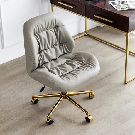 Tilt Swivel Grey Leather Plush Office Chair with Casters Image - 1