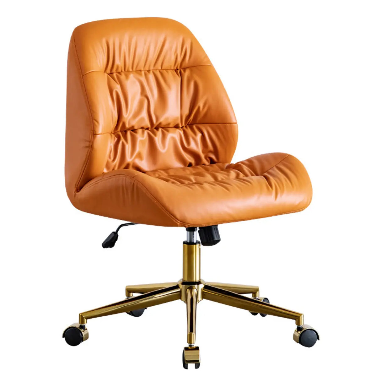 Tilt Swivel Grey Leather Plush Office Chair with Casters Image - 10