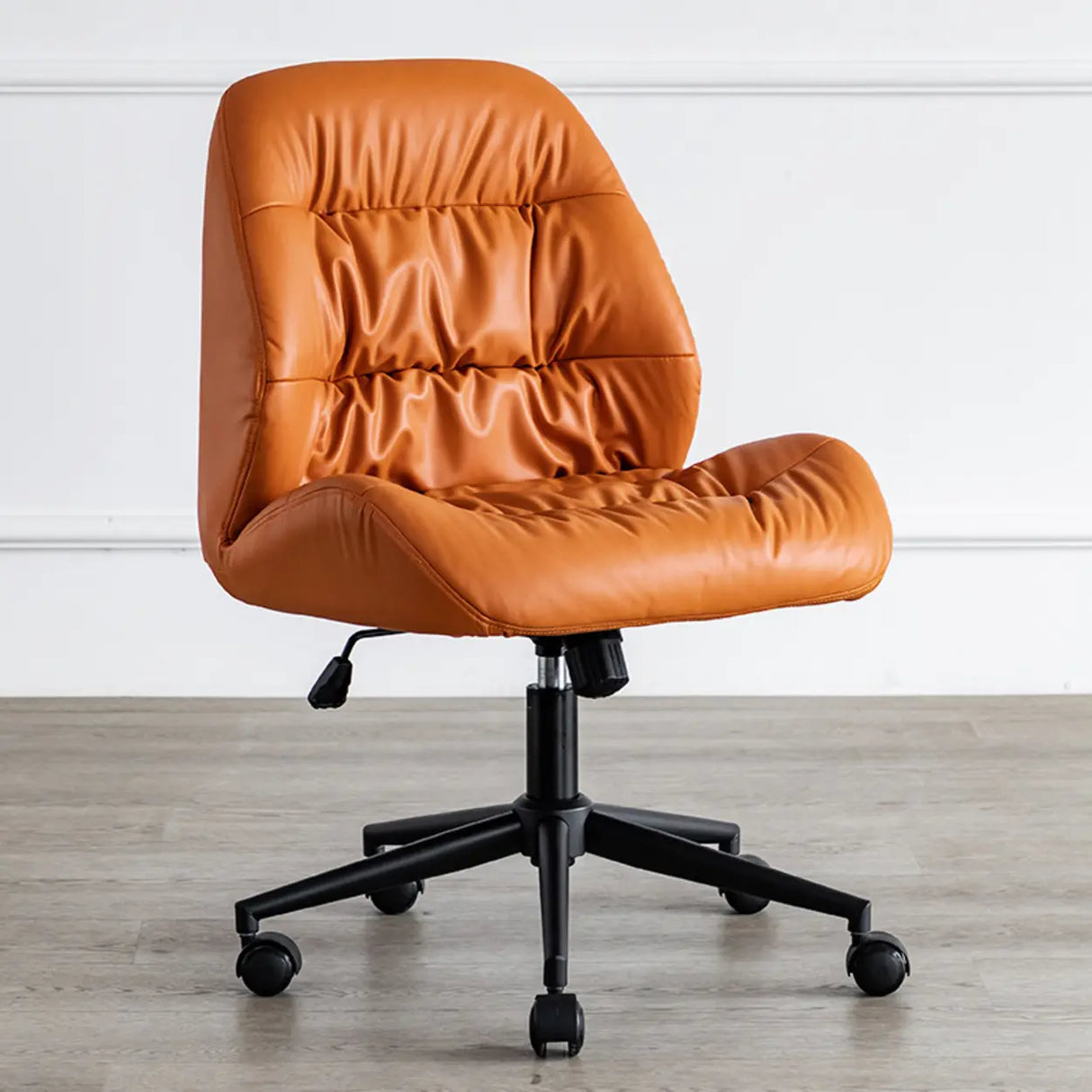 Tilt Swivel Grey Leather Plush Office Chair with Casters Image - 11
