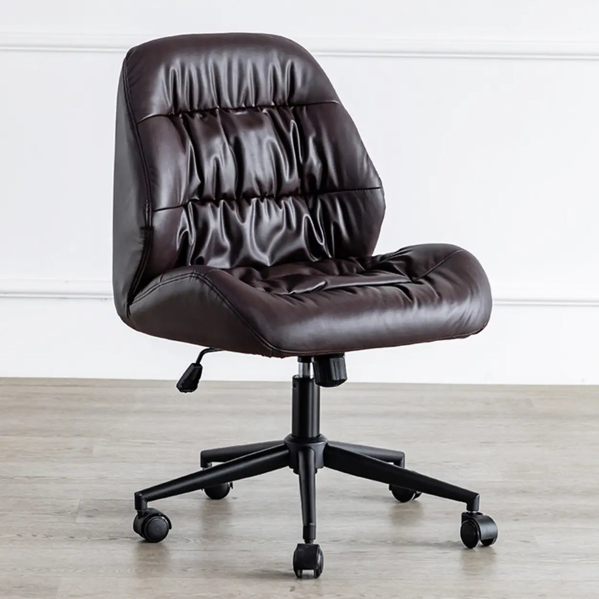 Tilt Swivel Grey Leather Plush Office Chair with Casters Image - 13
