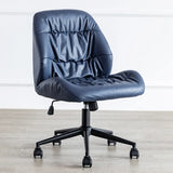 Tilt Swivel Grey Leather Plush Office Chair with Casters Image - 15