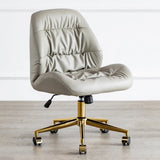 Tilt Swivel Grey Leather Plush Office Chair with Casters Image - 2