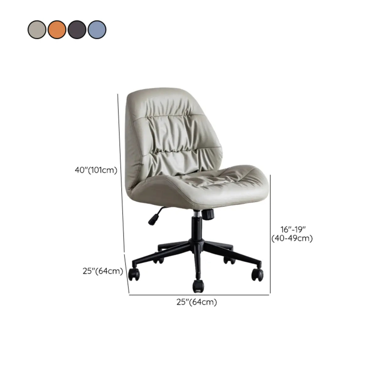 Tilt Swivel Grey Leather Plush Office Chair with Casters Image - 21