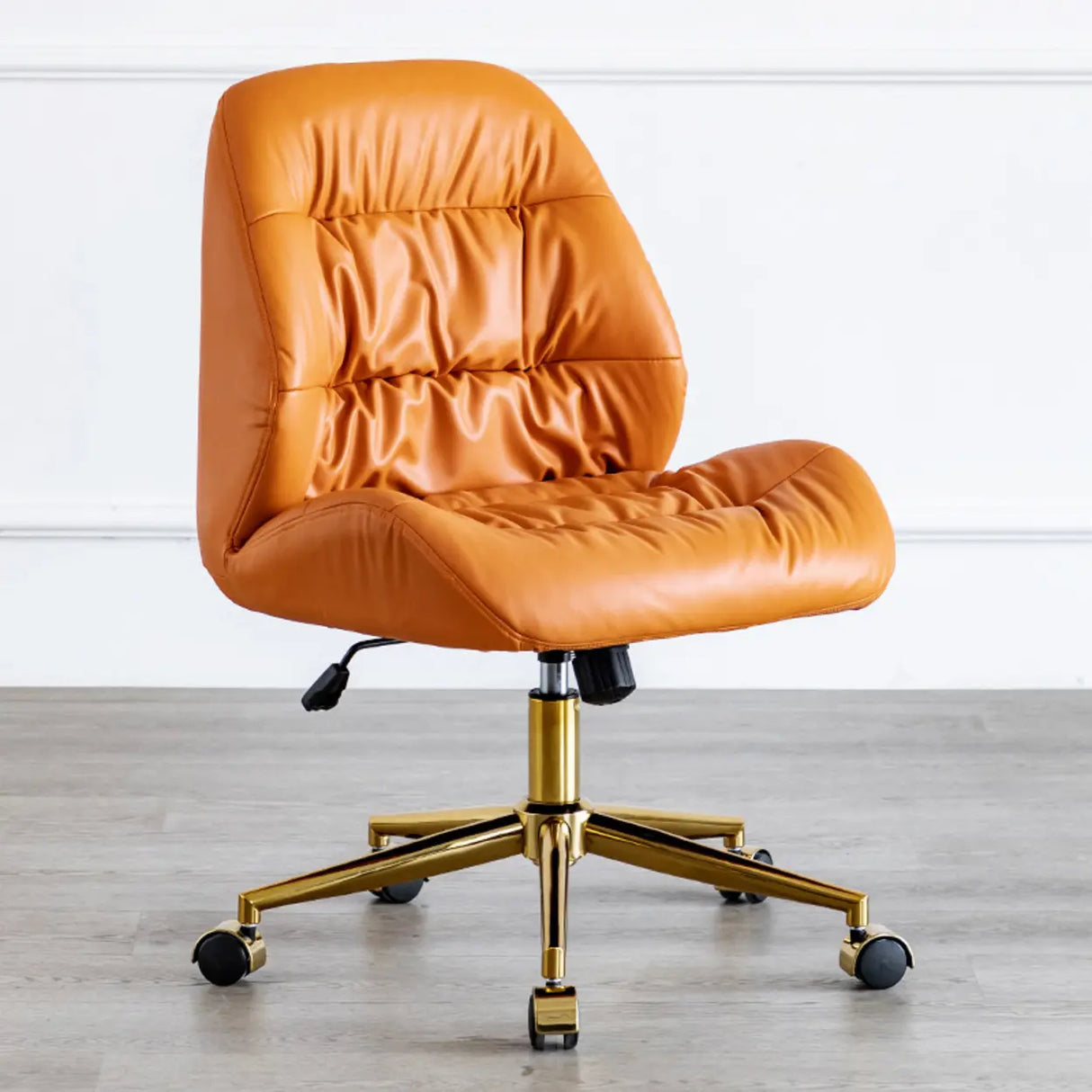 Tilt Swivel Grey Leather Plush Office Chair with Casters Image - 3