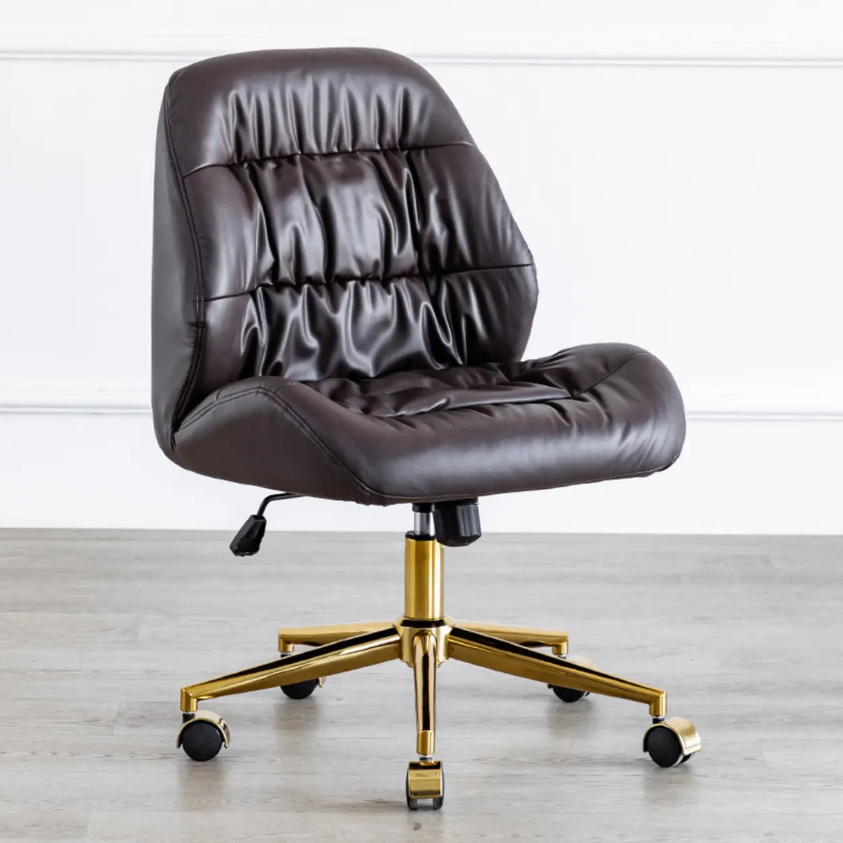 Tilt Swivel Grey Leather Plush Office Chair with Casters Image - 6