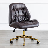 Tilt Swivel Grey Leather Plush Office Chair with Casters Image - 6