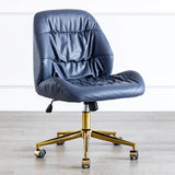 Tilt Swivel Grey Leather Plush Office Chair with Casters Image - 7