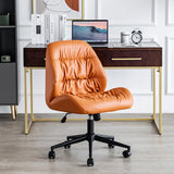 Tilt Swivel Grey Leather Plush Office Chair with Casters Image - 8