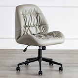 Tilt Swivel Grey Leather Plush Office Chair with Casters Image - 9