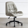 Tilt Swivel Grey Leather Plush Office Chair with Casters Image - 9