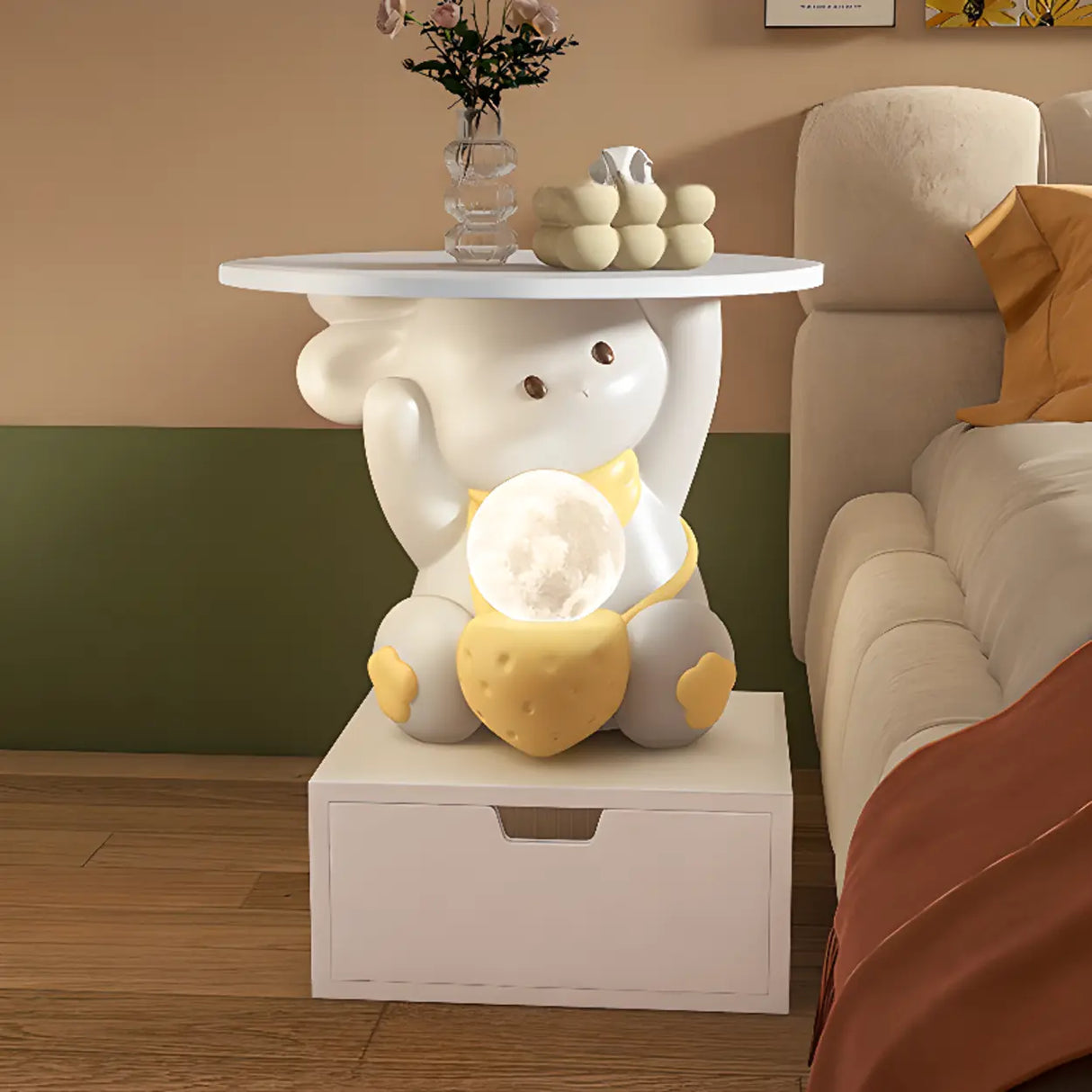 Tip Resistant Animals Resin Kids Nightstand with Lights Image - 11
