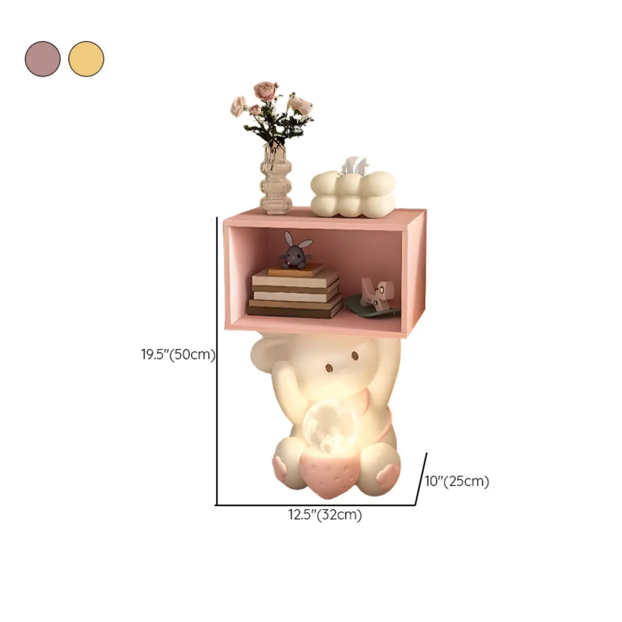 Tip Resistant Animals Resin Kids Nightstand with Lights 