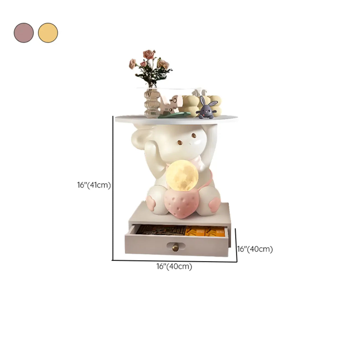 Tip Resistant Animals Resin Kids Nightstand with Lights Image - 13